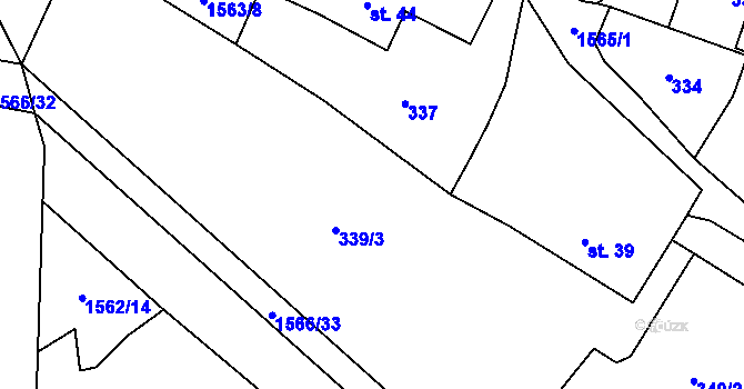 Parcela st. 339 v KÚ Lžín, Katastrální mapa