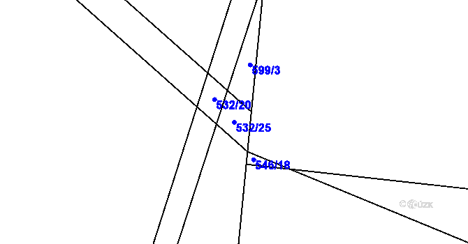 Parcela st. 532/25 v KÚ Lžín, Katastrální mapa