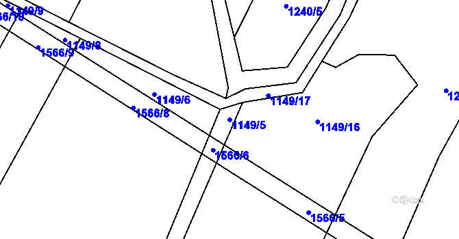 Parcela st. 1149/5 v KÚ Lžín, Katastrální mapa