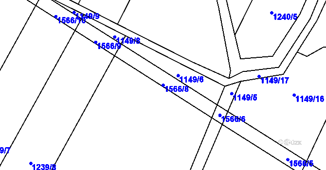 Parcela st. 1566/8 v KÚ Lžín, Katastrální mapa