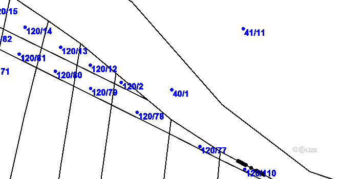 Parcela st. 40/1 v KÚ Lžín, Katastrální mapa