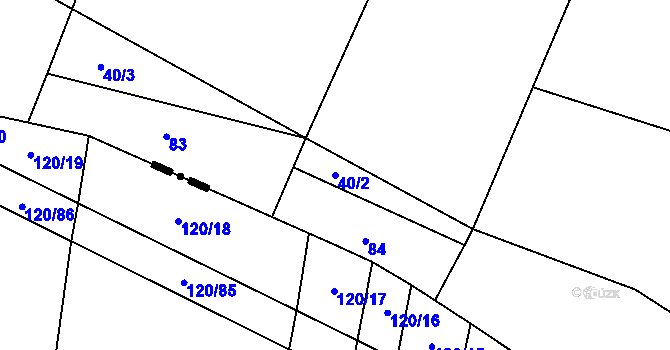 Parcela st. 40/2 v KÚ Lžín, Katastrální mapa