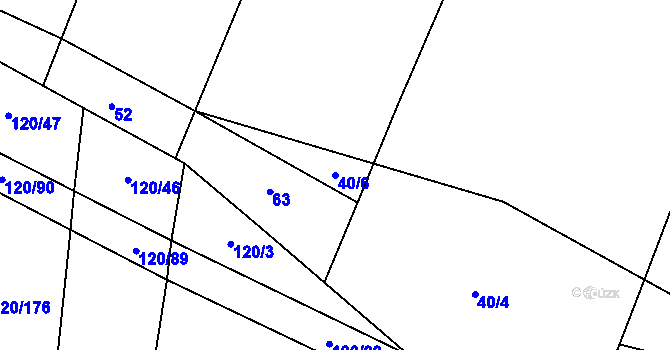 Parcela st. 40/6 v KÚ Lžín, Katastrální mapa