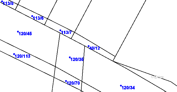 Parcela st. 40/12 v KÚ Lžín, Katastrální mapa