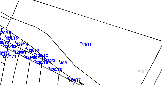 Parcela st. 41/11 v KÚ Lžín, Katastrální mapa