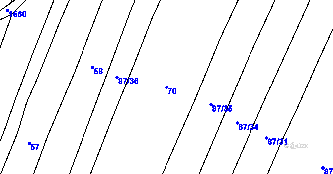 Parcela st. 70 v KÚ Lžín, Katastrální mapa