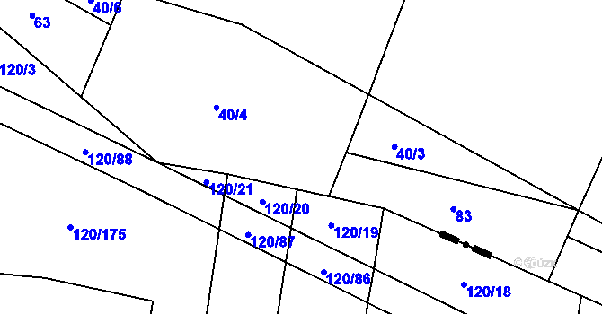Parcela st. 74 v KÚ Lžín, Katastrální mapa