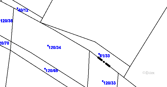 Parcela st. 81/32 v KÚ Lžín, Katastrální mapa
