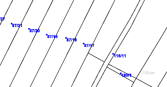 Parcela st. 87/17 v KÚ Lžín, Katastrální mapa