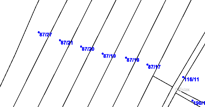 Parcela st. 87/19 v KÚ Lžín, Katastrální mapa
