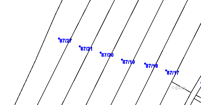 Parcela st. 87/20 v KÚ Lžín, Katastrální mapa