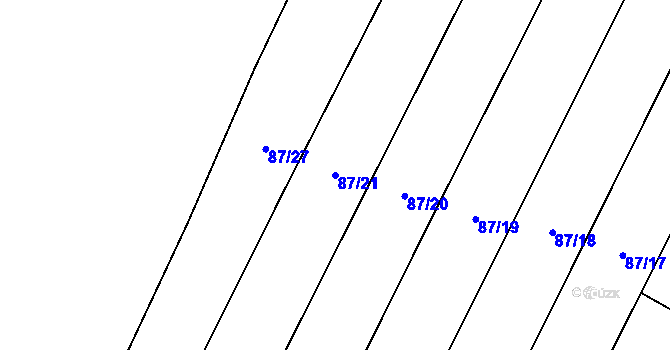 Parcela st. 87/21 v KÚ Lžín, Katastrální mapa