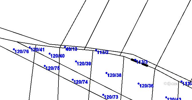 Parcela st. 113/2 v KÚ Lžín, Katastrální mapa