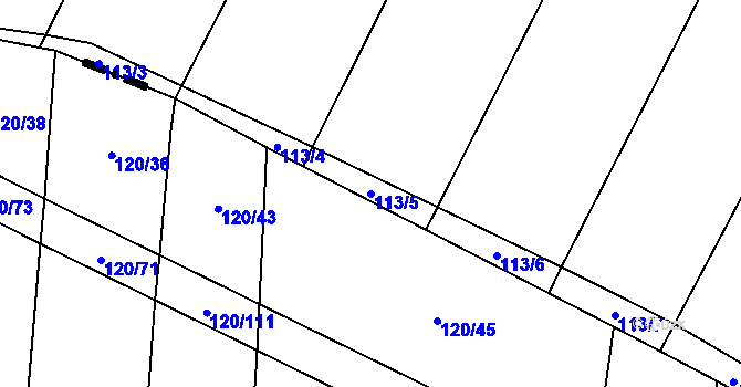 Parcela st. 113/5 v KÚ Lžín, Katastrální mapa
