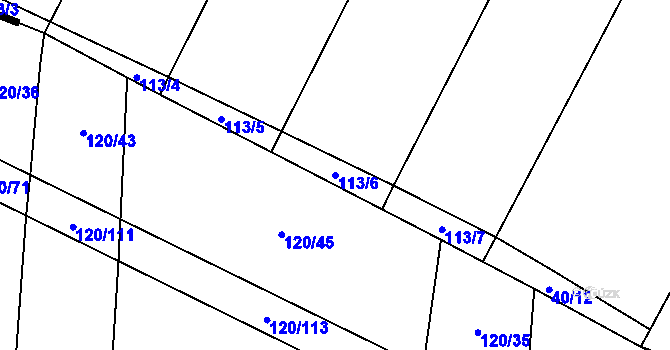 Parcela st. 113/6 v KÚ Lžín, Katastrální mapa