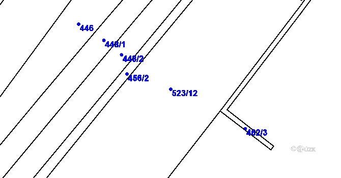 Parcela st. 523/12 v KÚ Lžín, Katastrální mapa