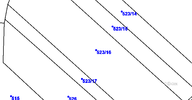 Parcela st. 523/16 v KÚ Lžín, Katastrální mapa