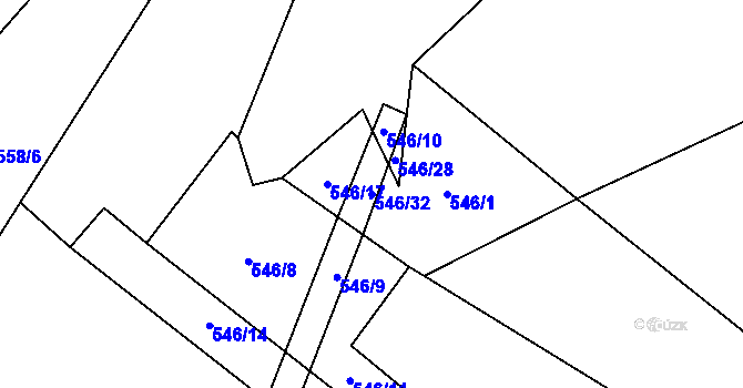 Parcela st. 546/32 v KÚ Lžín, Katastrální mapa