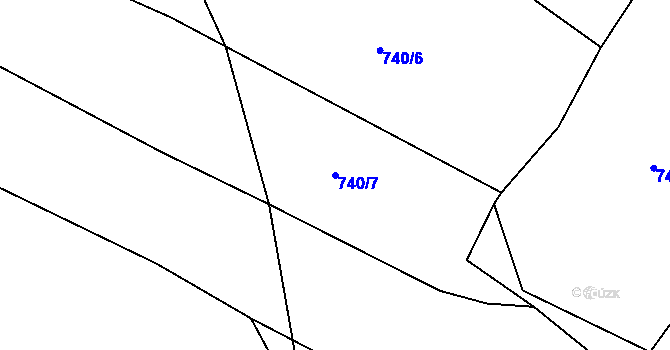Parcela st. 740/7 v KÚ Lžín, Katastrální mapa