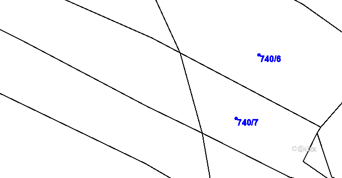 Parcela st. 740/17 v KÚ Lžín, Katastrální mapa