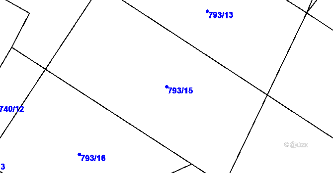 Parcela st. 793/15 v KÚ Lžín, Katastrální mapa
