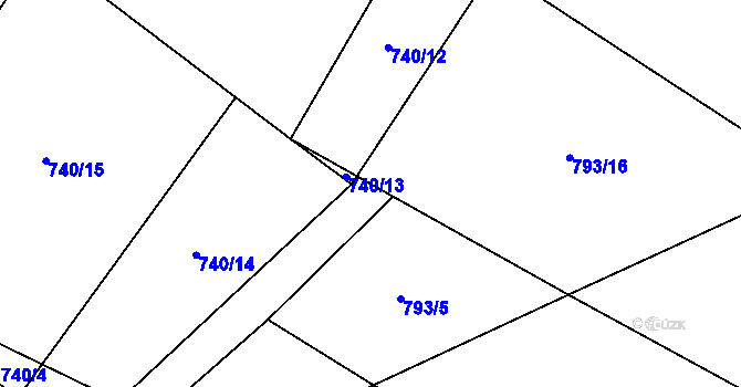 Parcela st. 793/17 v KÚ Lžín, Katastrální mapa