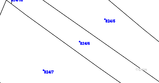 Parcela st. 824/6 v KÚ Lžín, Katastrální mapa