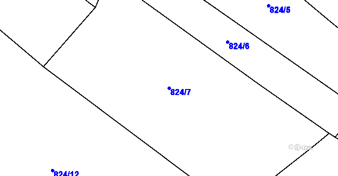 Parcela st. 824/7 v KÚ Lžín, Katastrální mapa