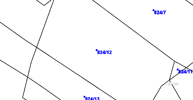 Parcela st. 824/12 v KÚ Lžín, Katastrální mapa