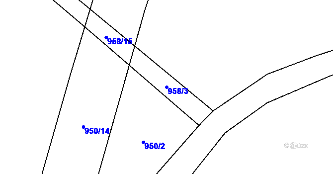 Parcela st. 958/3 v KÚ Lžín, Katastrální mapa