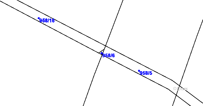 Parcela st. 958/6 v KÚ Lžín, Katastrální mapa