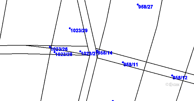 Parcela st. 958/14 v KÚ Lžín, Katastrální mapa