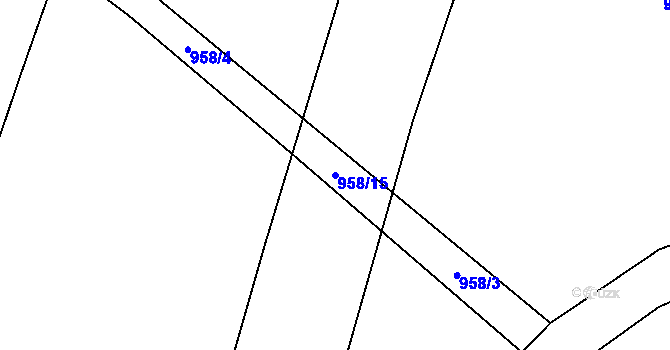 Parcela st. 958/15 v KÚ Lžín, Katastrální mapa