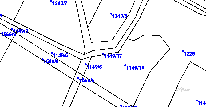 Parcela st. 1149/17 v KÚ Lžín, Katastrální mapa
