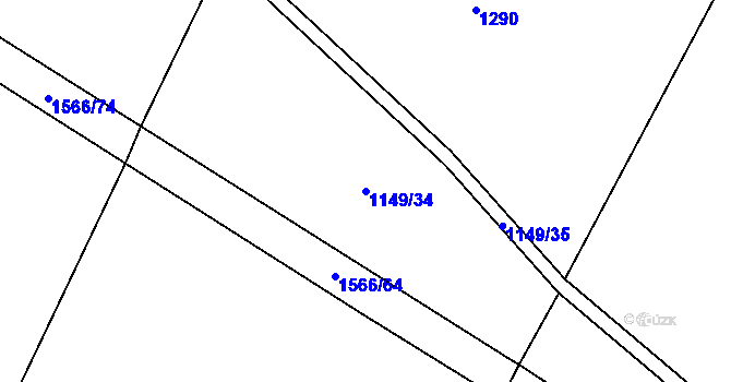 Parcela st. 1149/34 v KÚ Lžín, Katastrální mapa