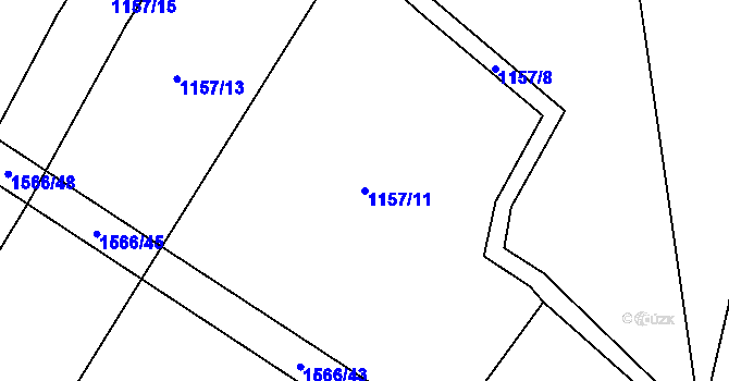 Parcela st. 1157/11 v KÚ Lžín, Katastrální mapa