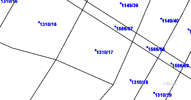 Parcela st. 1310/17 v KÚ Lžín, Katastrální mapa