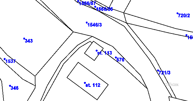 Parcela st. 113 v KÚ Lžín, Katastrální mapa