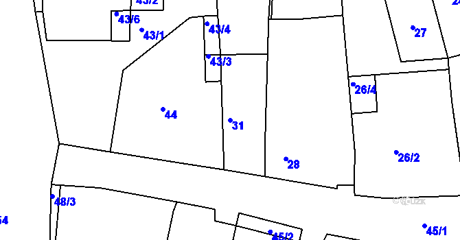 Parcela st. 31 v KÚ Mackovice, Katastrální mapa