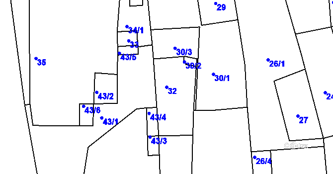 Parcela st. 32 v KÚ Mackovice, Katastrální mapa