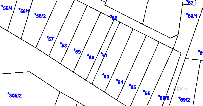 Parcela st. 61 v KÚ Mackovice, Katastrální mapa