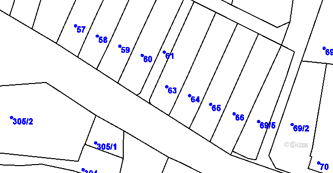 Parcela st. 63 v KÚ Mackovice, Katastrální mapa