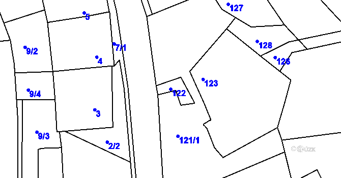 Parcela st. 122 v KÚ Mackovice, Katastrální mapa