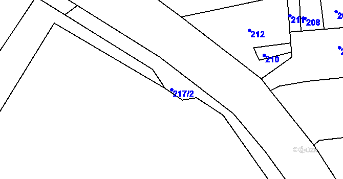 Parcela st. 217/2 v KÚ Mackovice, Katastrální mapa