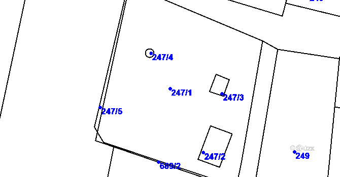 Parcela st. 247/1 v KÚ Mackovice, Katastrální mapa