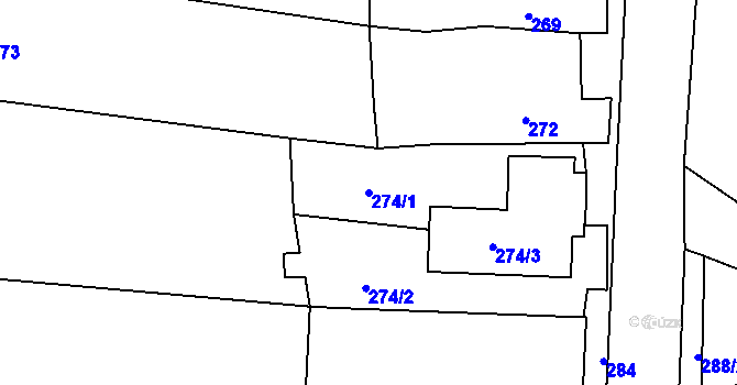Parcela st. 274/1 v KÚ Mackovice, Katastrální mapa