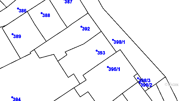 Parcela st. 393 v KÚ Mackovice, Katastrální mapa