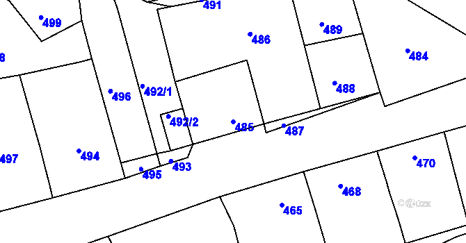 Parcela st. 485 v KÚ Mackovice, Katastrální mapa