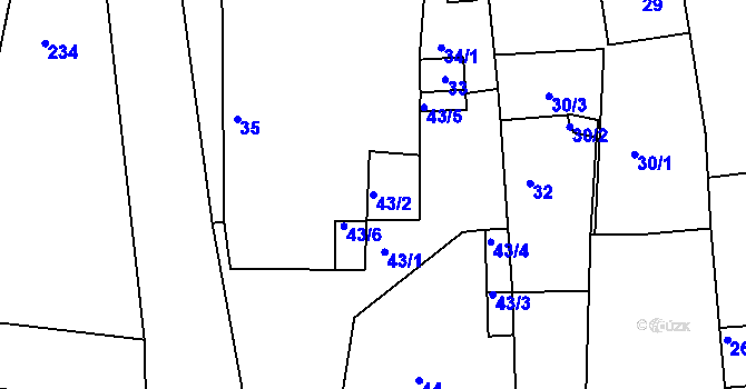 Parcela st. 43/2 v KÚ Mackovice, Katastrální mapa