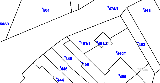 Parcela st. 461/1 v KÚ Mackovice, Katastrální mapa